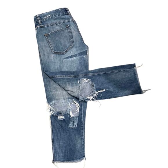 MSRP $128 We The Free Distressed Cropped Straight Denim Size 27 SAME DAY SHIP - Picture 2 of 8